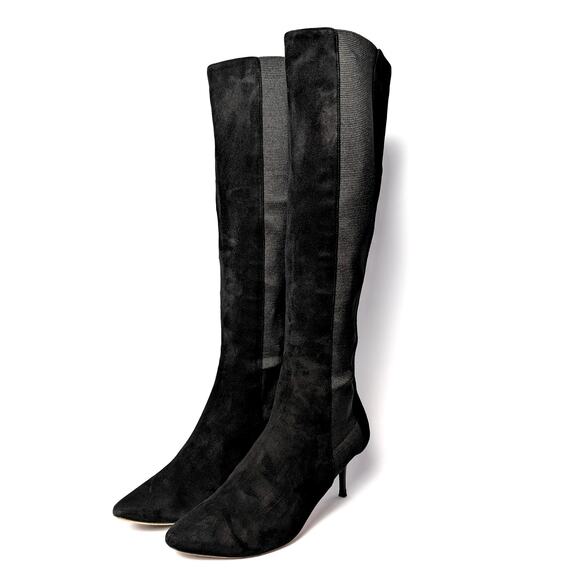 Jimmy Choo Faith 85 Black Suede Stretch Knee-High Boots - Picture 4 of 9